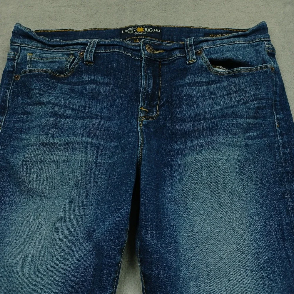 Lucky‎ Brand Jeans Womens 12 Blue Denim Brooke Capri Distressed Casual Preppy